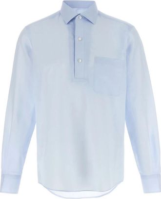 Ermenegildo Zegna Heren, Overhemden, Blauw, Maat: L Katoen