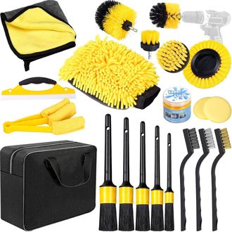 OEM Kit De Limpieza Para Coche - Kit De 20 Piezas Para El Cuidado Interior Y Exterior - Kit De Lavado Con Cepillos, Esponjas De Pulido, Gel Limpiador Y M&aacute;