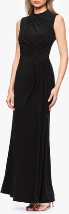 Betsy & Adam Ruched Knit Gown in Black at Nordstrom, Size 12
