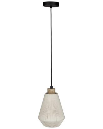 Eglo Eglo Lanier 1 Light Mini Pendant With Black Finish & Cream Textile Thread Shade