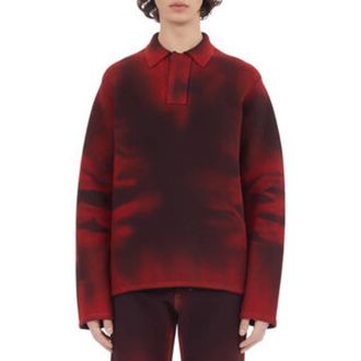 Ferragamo Gradient Long-Sleeved Polo Shirt, Size X-Large