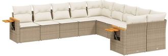 vidaXL Juego De Sof&aacute;s Jard&iacute;n Con Cojines Beige 10 Pzas Rat&aacute;n Sint&eacute;tico Vidaxl