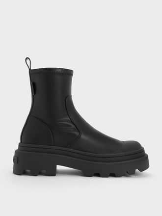 Charles & Keith Indra Chunky Ridged-Sole Ankle Boots
