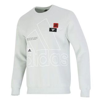 adidas Mens adidas Minimalistic Alphabet Large Logo Printing Athleisure Casual Sports Round Neck Flax Green HP1434