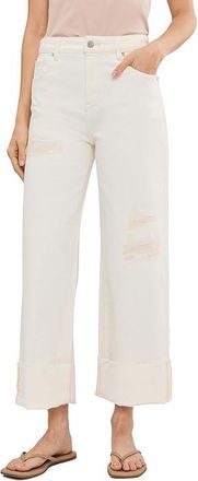 AG - Adriano Goldschmied Saige Mid-Rise Wide Leg Crop in Powder Mended Womens Jeans Powder Mended : 26 27, Cotton/Denim/Elastane