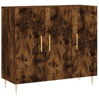 Berkfield Home Sideboard Smoked Oak 90x34x80 cm Engineered Wood in Brown | Size: 90 x 34 x 80 cm