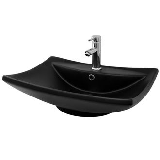 ML Design Lavabo cerámica lavamanos común pila para aseo de baño negro mate