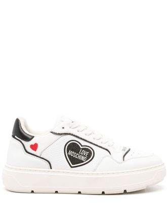 Love Moschino logo-print leather sneakers - women - Calf Leather/Fabric/Rubber - 39 - White