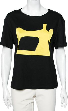 Moschino Cheap And Chic Black Jersey Sewing Machine Appliqued T-Shirt