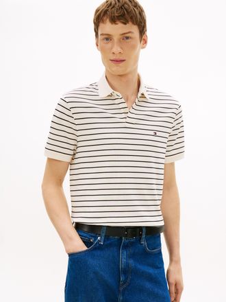 Tommy Hilfiger Poloshirt TOMMY HILFIGER 1985 REGULAR POLO, Herren, Gr. XXL, beige (ivory petal, schwarz), Piqu&eacute;, Obermaterial: 96% Baumwolle, 4% Elasthan, hoch gesch