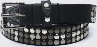HTC Leather Belt with Two-Tone Embroidery and Classic Buckle