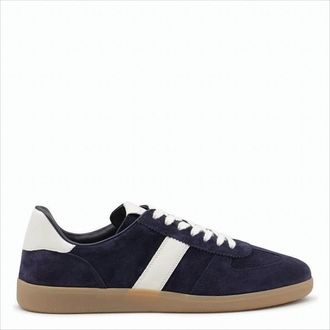 Tom Ford Navy Suede Sneakers With White Leather Accents