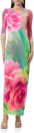 AFRM Kira Floral Print Body-Con Dress in Green Rose at Nordstrom, Size X-Large