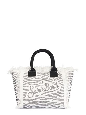 MC2 Saint Barth Zebra Print Vanity Shoulder Bag with Fringed Edges