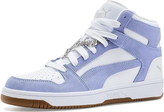 Puma Rebound Layup Spring Bling Mid Shoes Womens Shoes White/Intense Lavender/Silver : 7.5 B - Medium, Synthetic