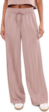 Puma League Wide Leg Pants Womens Clothing Sandstone : SM, Polyester