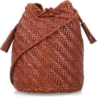Dragon Diffusion Pompom Woven Bucket Bag