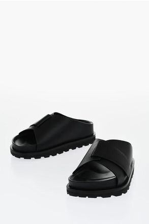 Jil Sander Leather Slides With Strap Closure size 36