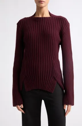 Victoria Beckham Rib Wool & Cashmere Sweater in Acai at Nordstrom, Size Medium