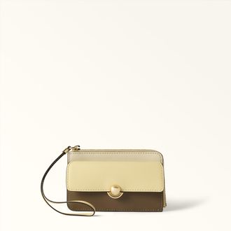 Furla Sfera Porta Carte Di Credito M Cremino Giallo Pelle Di Vitello A Blocchi Di Colore Sydney Donna