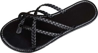 Generic Thong Sandals for Women Comfort Womens Beach Slippers Hollow Casual Slippers Flat Shoes Sandals (Black, 6.5)