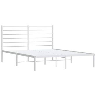 Berkfield Home Metal Bed Frame with Headboard White 120x190 cm Small Double