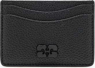 Ganni Black Card Holder in Grained