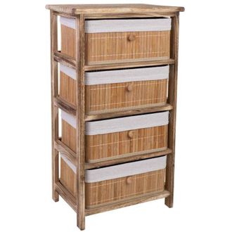 Wanderlust Deco Cajonera De Madera Con 4 Cajones De Bambu Forrados 40x29x73