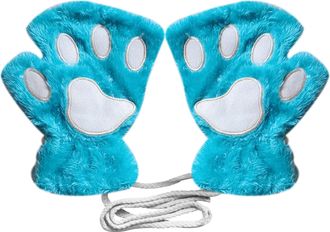 Generic 1 Pair Cat Paw Gloves Cute Cartoon Warm Half Finger Gloves Faux Fur Plush Gloves winter Mitten Outdoor Fingerless Gloves for Women Fingerless Gloves (