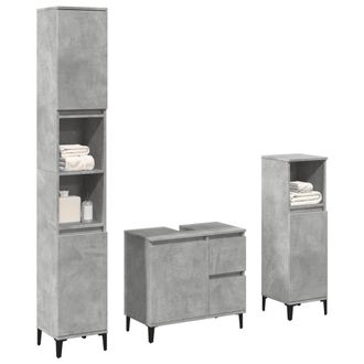 Berkfield Home 3 Piece Bathroom Furniture Set Concrete Grey Engineered Wood