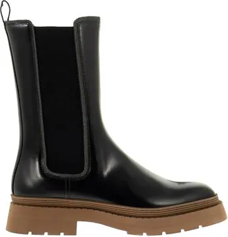 Brunello Cucinelli Black Leather Ankle Boots Size 41