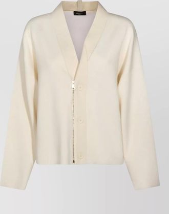 Fabiana Filippi crewneck knit long sleeves ribbed buttons collar