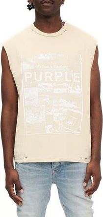 Purple Textured Jersey Graphic Muscle Tee in Ecru at Nordstrom Rack, Size X-Large