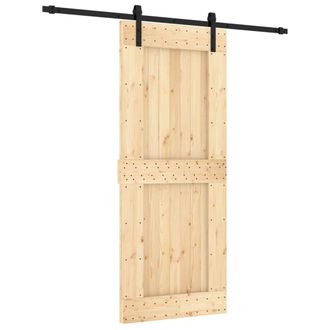 Berkfield Home Sliding Door with Hardware Set 85x210 cm Solid Wood Pine in Light Brown
