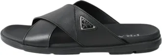 Prada Leather Criss Cross Slide Black 2X3111-3LEM-F0002