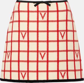 Valentino Minigonna VLogo in lana e cotone a quadri