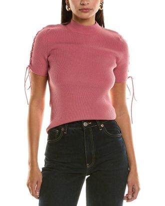 Oscar De La Renta Mock Neck Wool-Blend Shirt