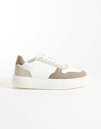 Jack & Jones sneakers chunky bianche e beige-Bianco