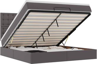 vidaXL Estructura Cama Otomana Colch&oacute;n Cuero Sint&eacute;tico Gris 160x200cm Vidaxl