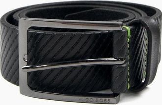 HUGO BOSS Mens Hugo Boss Titching Belt Black/Green - Size: 110CM