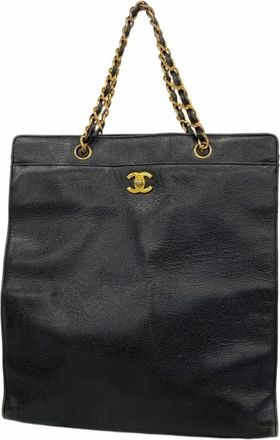 Chanel Black Grained Calfskin Tote Bag (Pre-Owned)