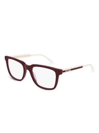 Gucci square full-rim glasses - men - Acetate - 53 - Red