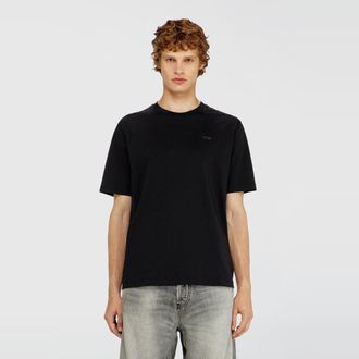 Diesel Cotton T-shirt with small logo on chest - T-Shirts - Man - Black