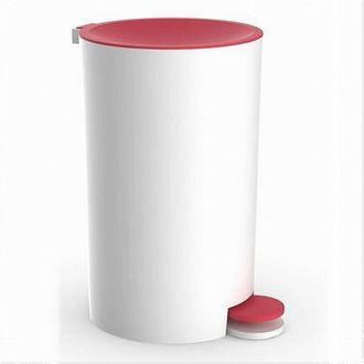 Trade Shop Trade Shop - Cestino Pattumiera A Pedale Arredo Bagno Bianco Rosso Plastica Accessorio 69934