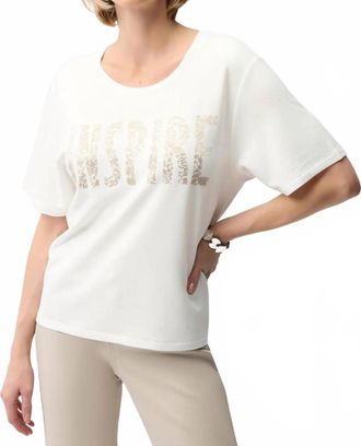 Joseph Ribkoff Embellished Graphic Print T-Shirt In Vanilla/beige