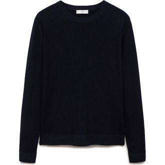 Mango Rib Sweater in Dark Navy at Nordstrom, Size X-Large