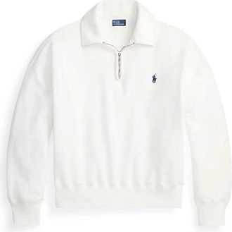 Polo Ralph Lauren Sweatshirt met ritskraag en logo - Dames - Vesten met rits - Wit - S - Katoen - Hoodies & sweatvesten