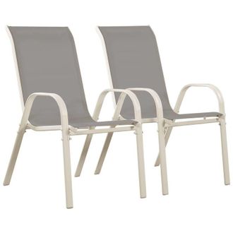 Habitat et Jardin Habitat Et Jardin - Sedia da giardino textilene Cordoba -Phoenix- Grigio chiaro-Set di 2