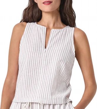 Lilla P Sleeveless Zip Top In Bark Stripe