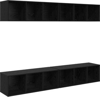 vidaXL Vidaxl - Mueble De Tv De Pared 4 Pcs Roble Negro 37 X 37 X 107.5 Cm